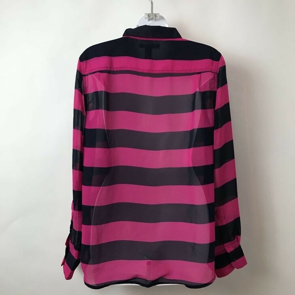Banana Republic Pink Black Striped Shirt Sz S - Picture 3 of 6